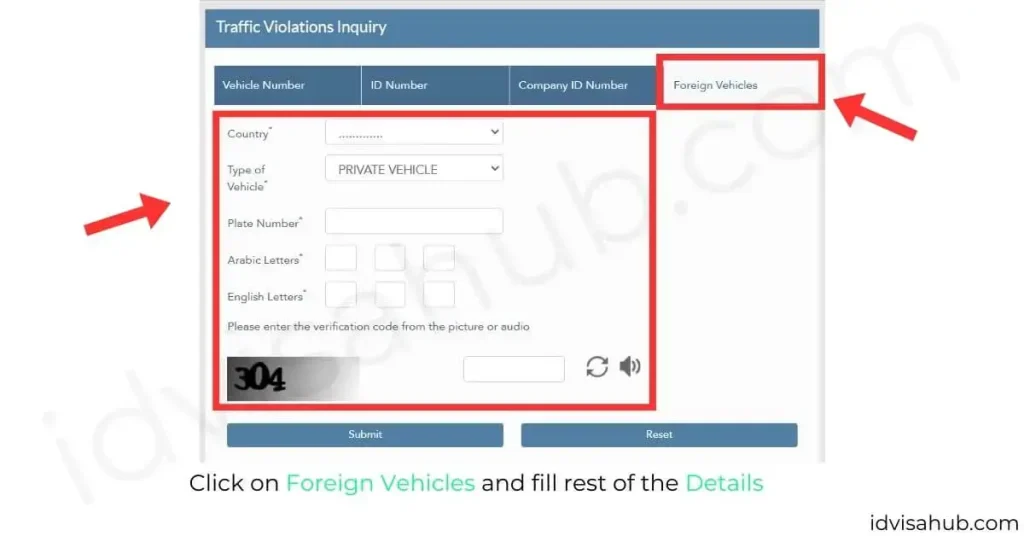 Click on Foreign Vehicles and fill rest of the Details