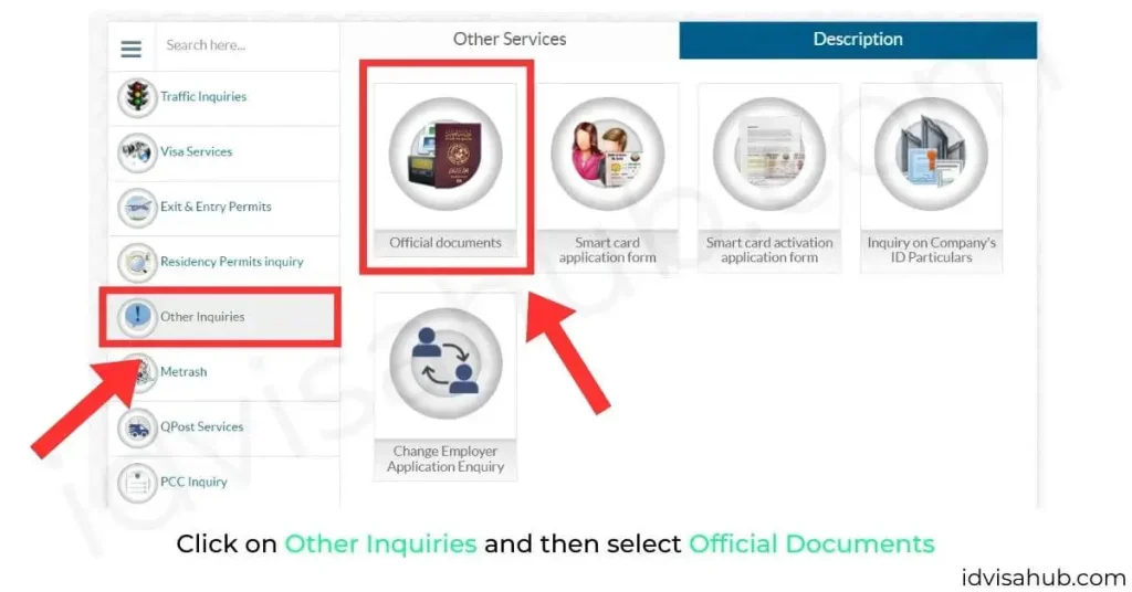 Click on Other Inquiries and then select Official Documents