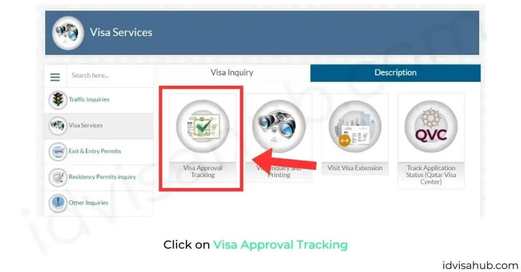 Click on Visa Approval Tracking