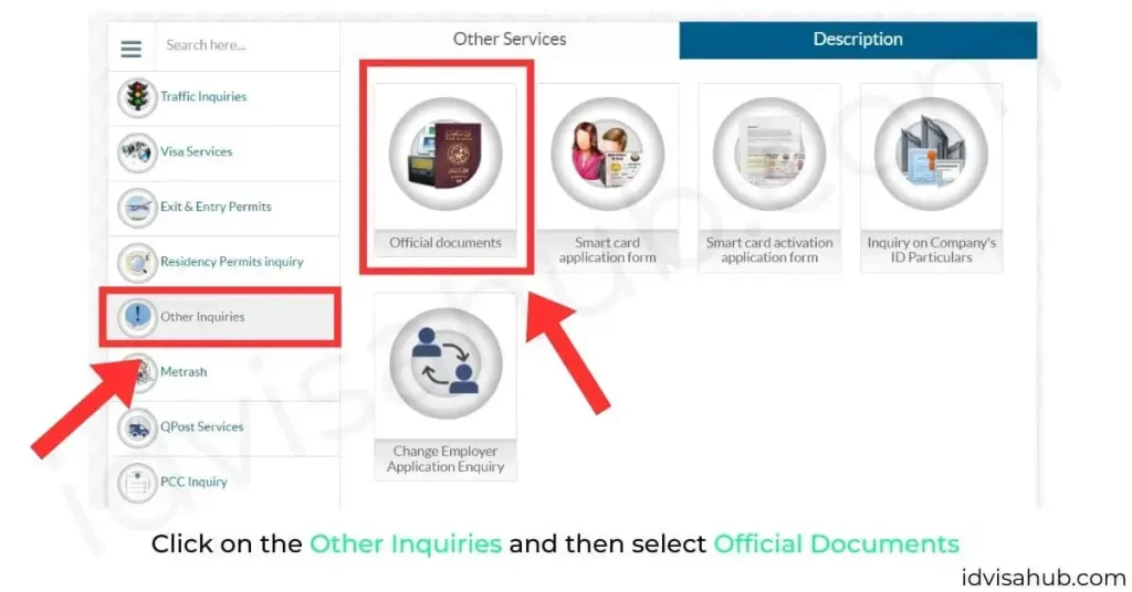 Click on the Other Inquiries and then select Official Documents