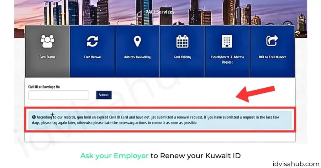 Ask your Employer to Renew your Kuwait ID