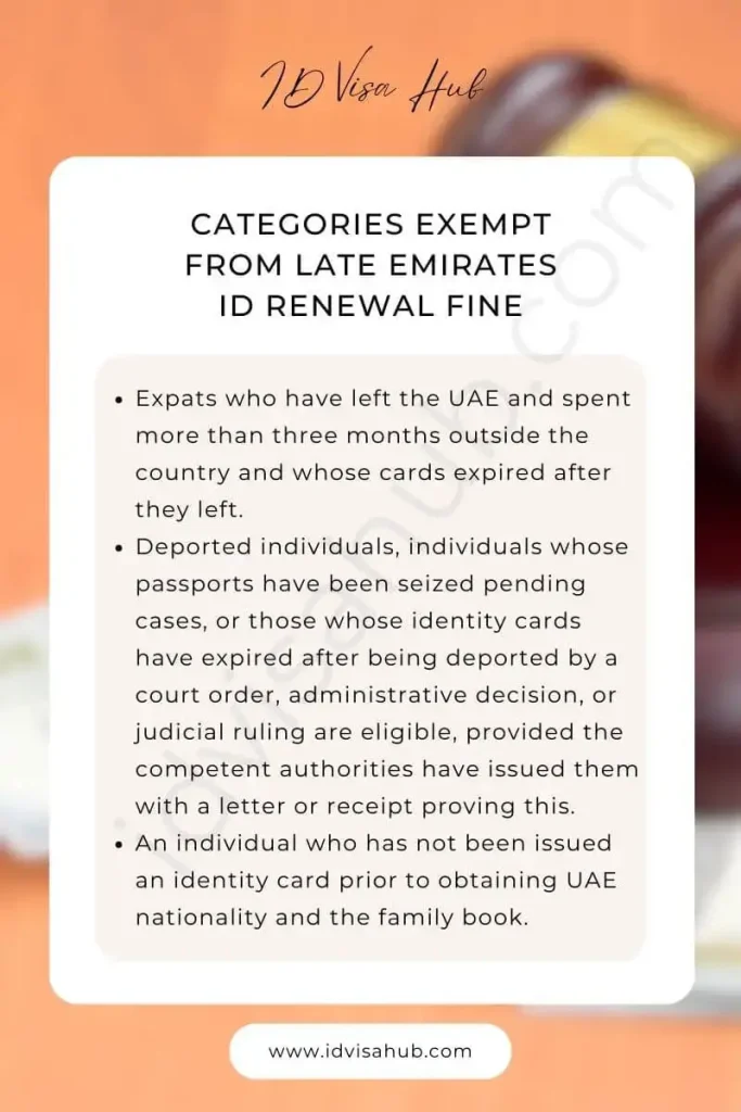 Categories Exempt from Late Emirates ID Renewal Fine