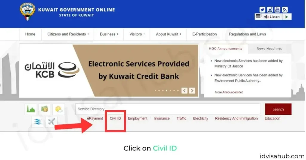 Click on Civil ID