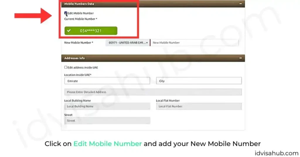 Click on Edit Mobile Number and add your New Mobile Number