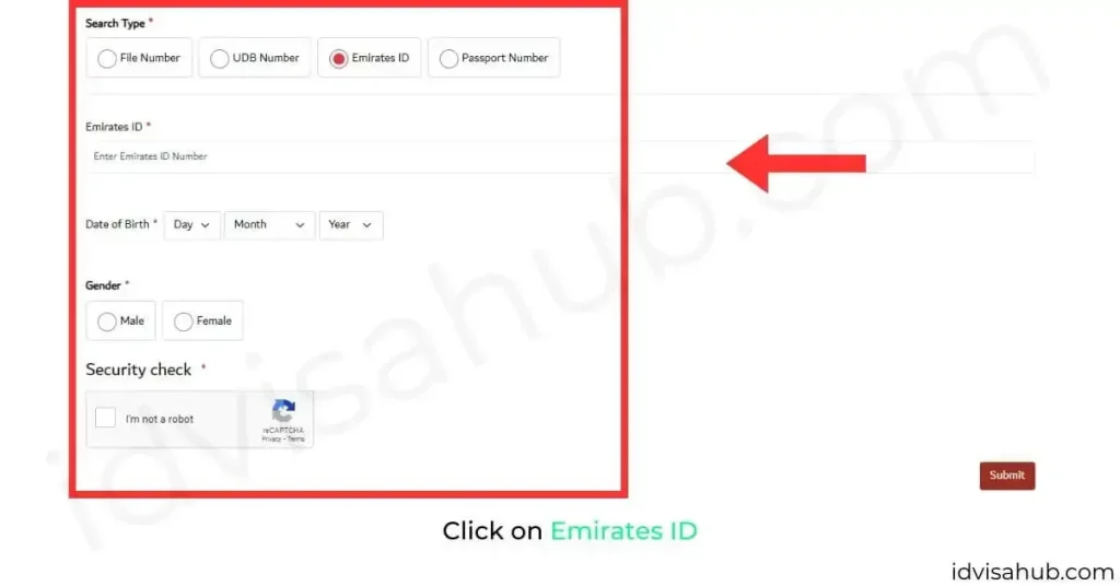 Click on Emirates ID