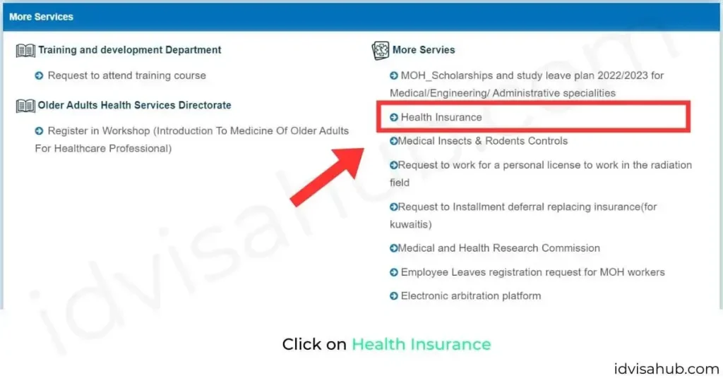Click on Health Insurance