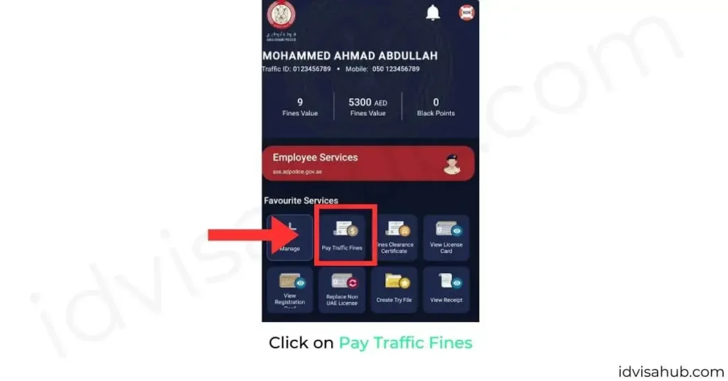 Click on Pay Traffic Fines