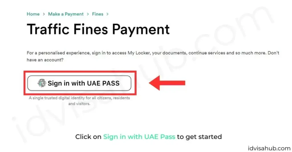 Click on Sign in with UAE Pass to get started