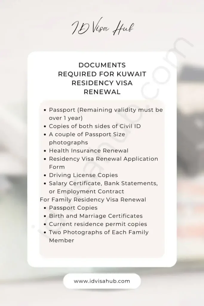 Documents Required for Kuwait Residency Visa Renewal