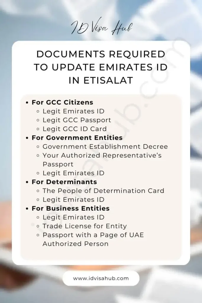 Documents Required to Update Emirates ID in Etisalat
