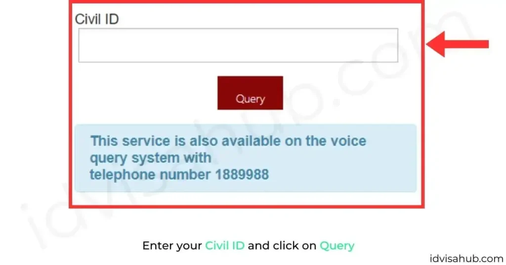 Enter your Civil ID and click on Query