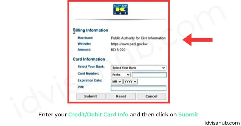 Enter your Credit or Debit Card Info and then click on Submit