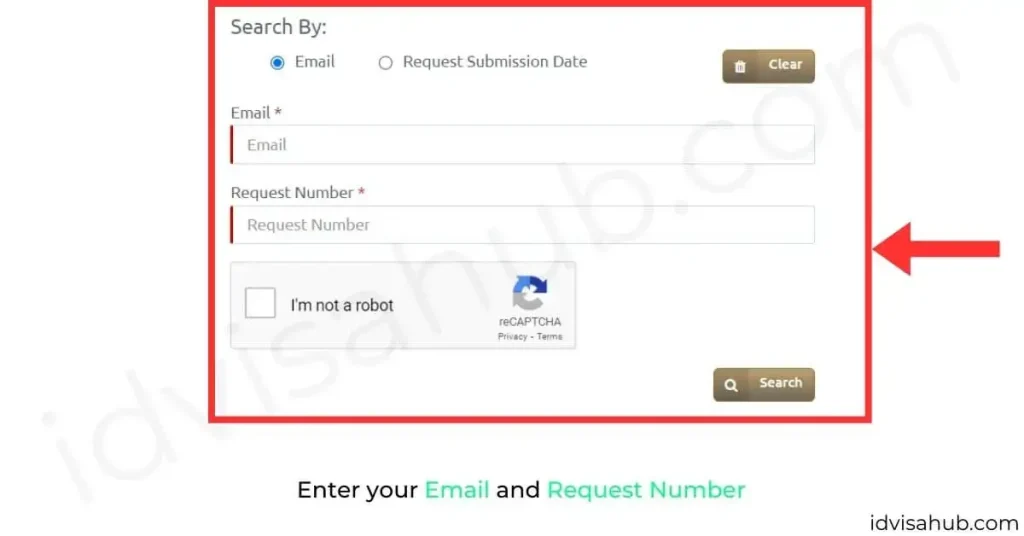Enter your Email and Request Number