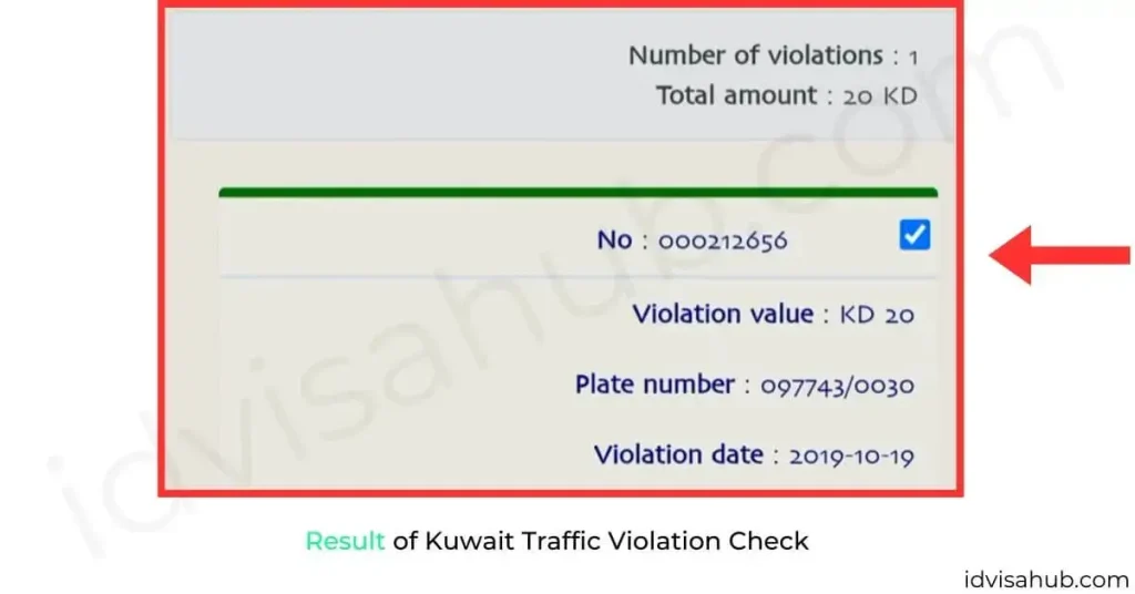 Result of Kuwait Traffic Violation Check