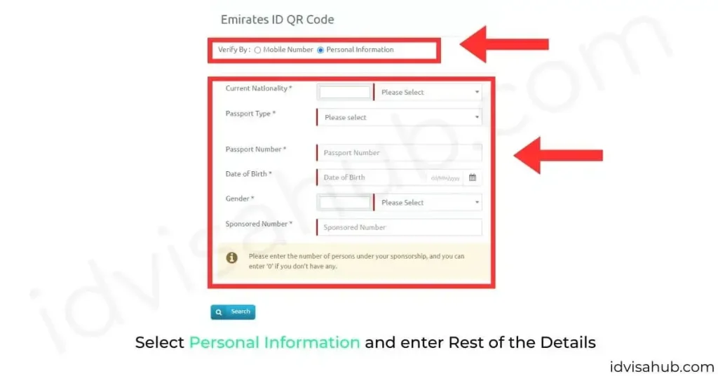 Select Personal Information and enter Rest of the Details
