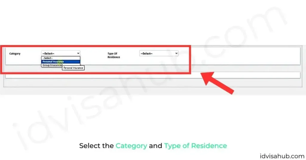 Select the Category and Type of Residence