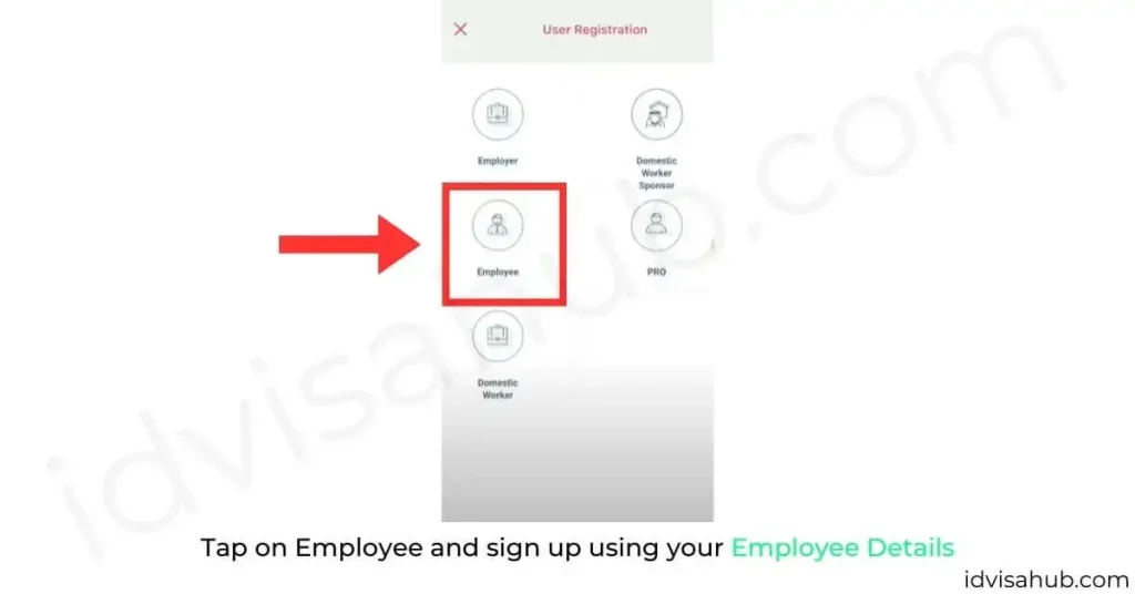 Tap on Employee and sign up using your Employee Details