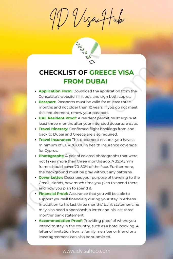 Checklist of Greece Visa From Dubai