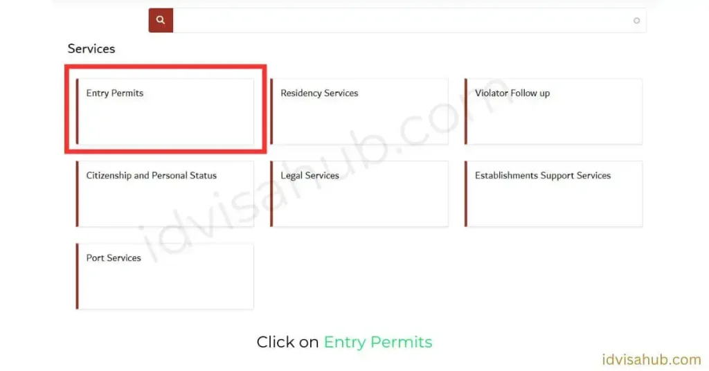 Click on Entry Permits