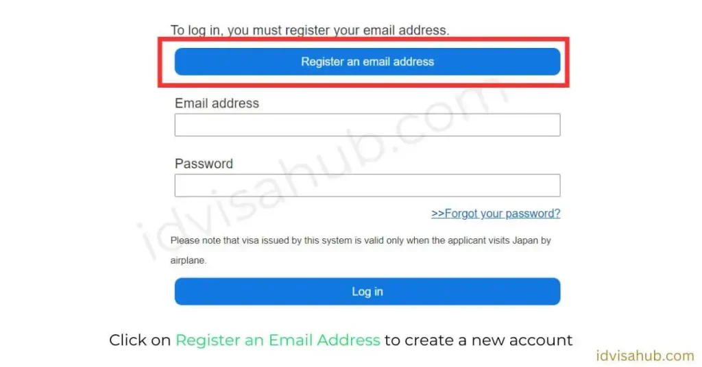 Click on Register an Email Address to create a new account