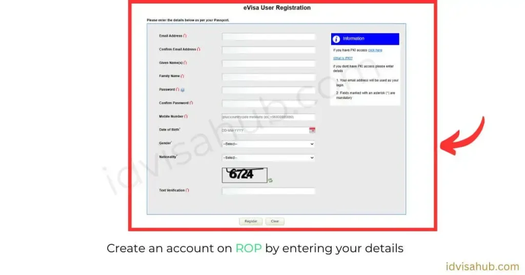 Create an account on ROP by entering your details